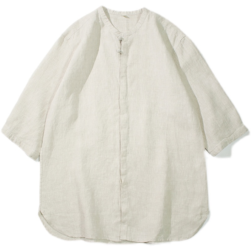 中国风春夏亚麻唐装衬衫中式宽松大尺码半袖茶服上衣男棉麻复古短