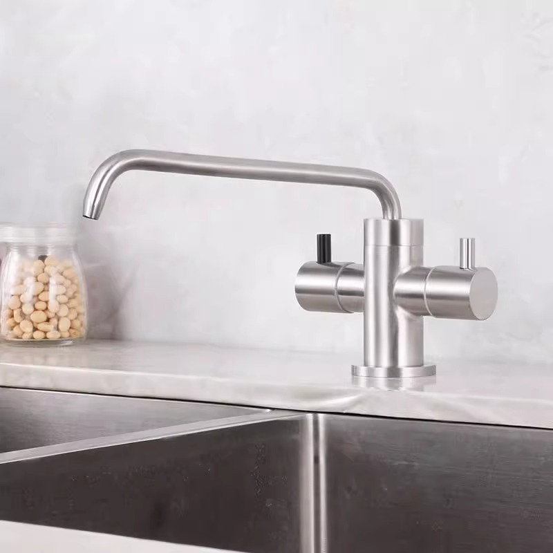 净水器水龙头304不锈钢双进水纯净水2分直饮厨房内开窗矮款龙头