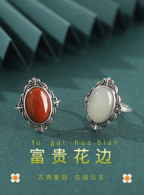 TANGFLOW富贵中戒指女精工泰银