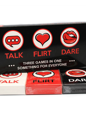 英文版 Talk Flirt or Dare 谈话诱惑大冒险 三合一浪漫 卡牌游戏