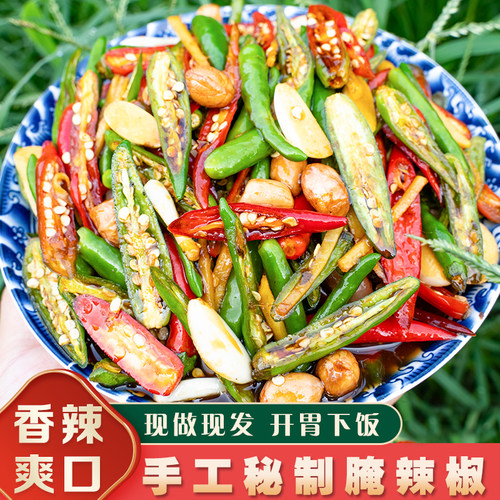 开胃下饭菜腌辣椒手工腌制辣椒泡辣椒咸菜小菜辣椒酱青红辣椒酱菜