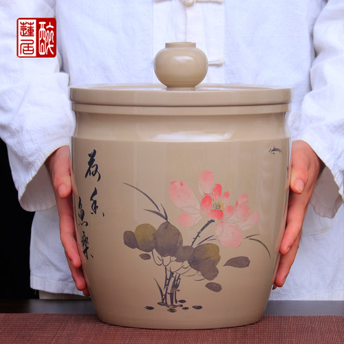白泥亮光七饼紫陶储茶缸