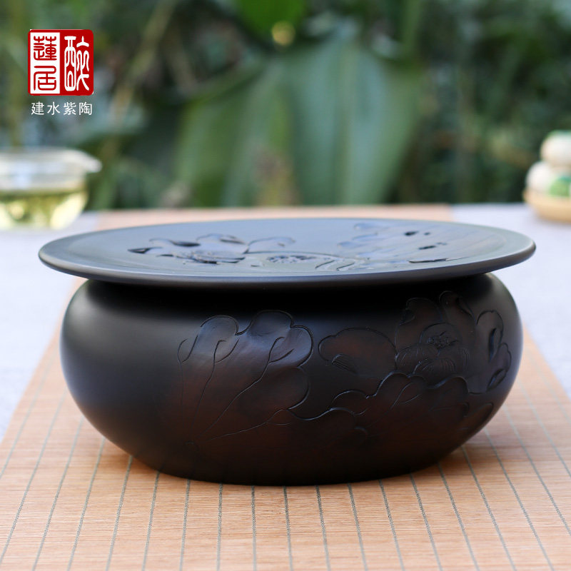 醉莲居 云南建水手工浮雕紫陶大茶海紫陶茶盘大壶承茶海/茶海 Q36,餐饮具,茶道/零配,淘宝优惠券,粉丝福利购,淘宝优惠卷