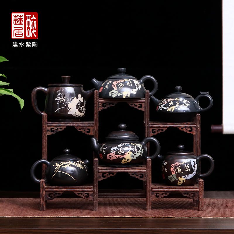 陈绍康纯手工亮光残帖功夫茶壶