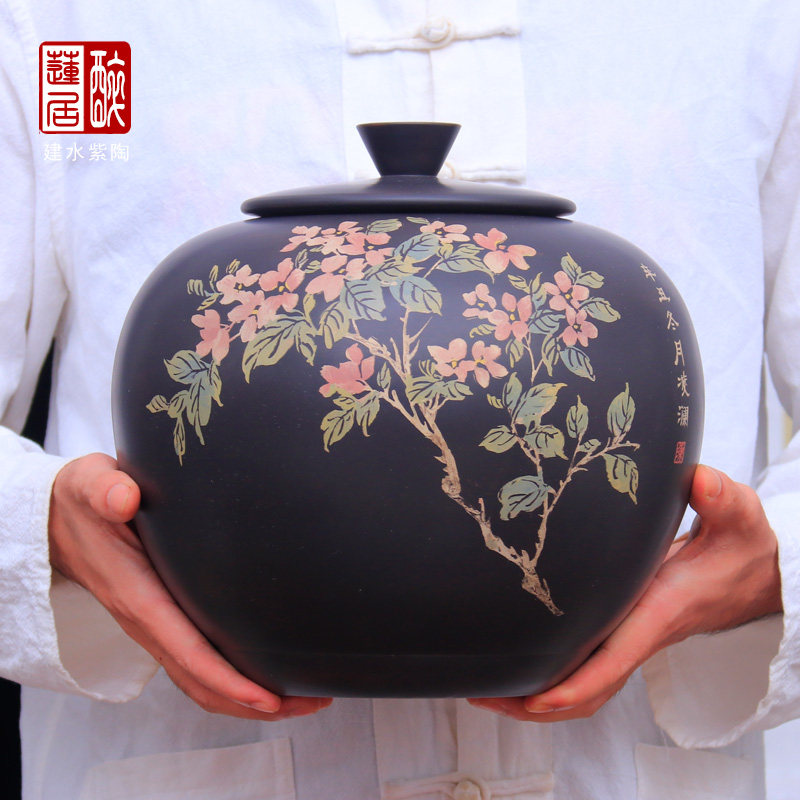 陶茶居二号福满罐 云南建水紫陶散茶罐普洱茶单枞大红袍储茶罐A41
