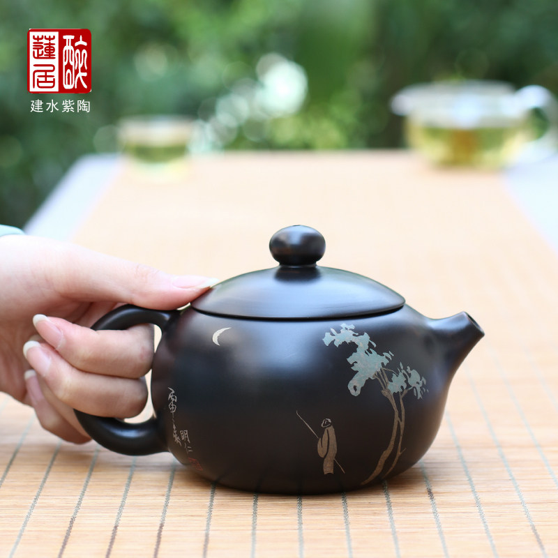 150ml 350ml建水紫陶家用泡茶壶功夫茶壶仁烨堂明仁老师西施壶H79