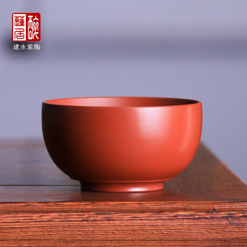 50ml纯手工红泥复烧品茗杯主人杯图片