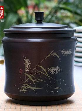 云南建水紫陶茶叶罐普洱茶白茶饼七饼缸/腰鼓缸 E08