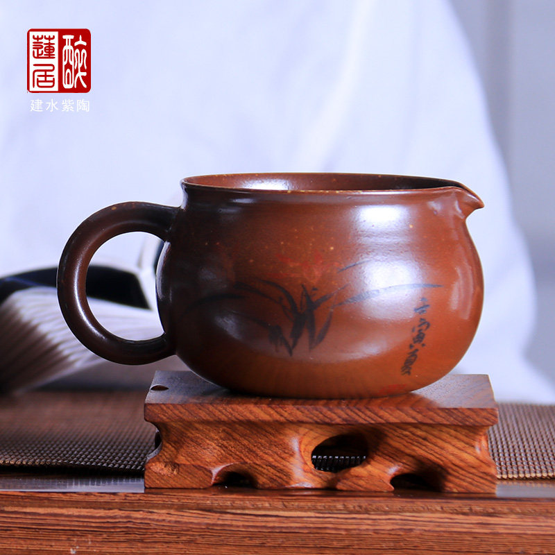 200ml云南建水紫陶公道杯茶备茶道/白泥彩填柴烧公道杯 U76图片