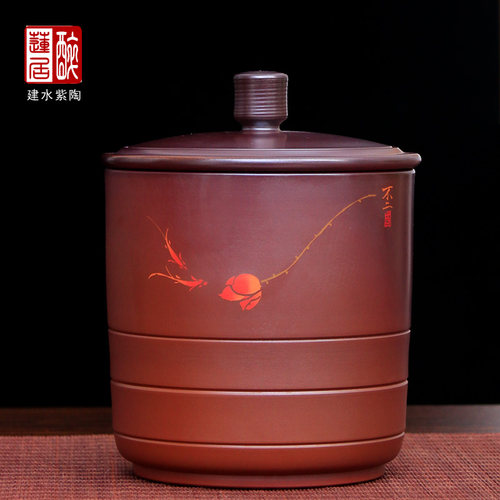 357克建水紫陶茶叶罐紫陶