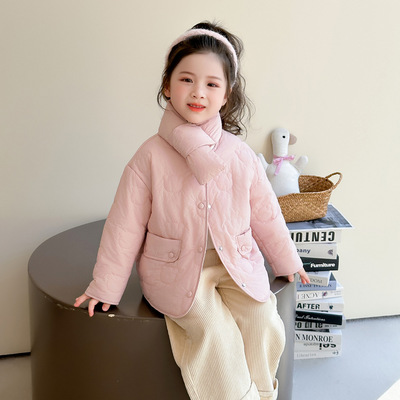 女童夹棉加厚外套秋冬2025新款韩版女宝宝棉服洋气冬装儿童棉衣潮