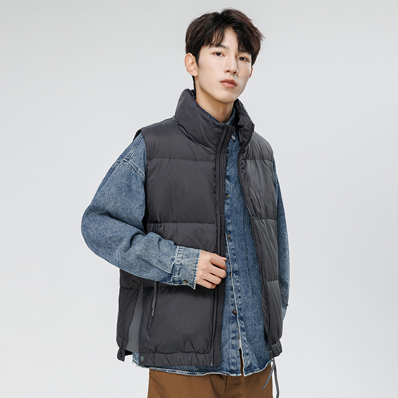 立领潮冬季短款羽绒服男潮牌纯色潮流版型白鸭绒立领上衣保暖百搭