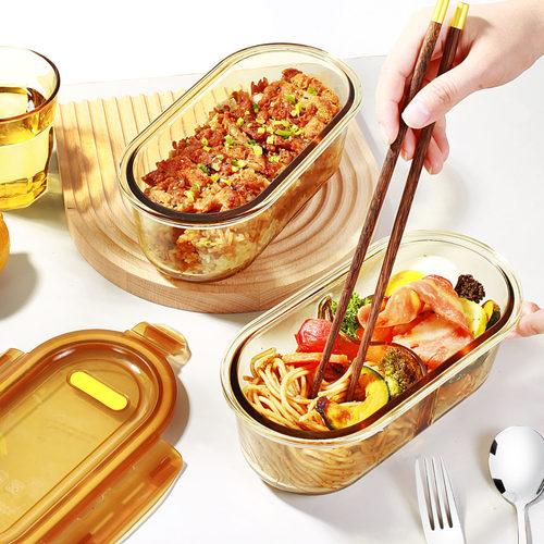 玻璃饭盒可微波密封保鲜带饭