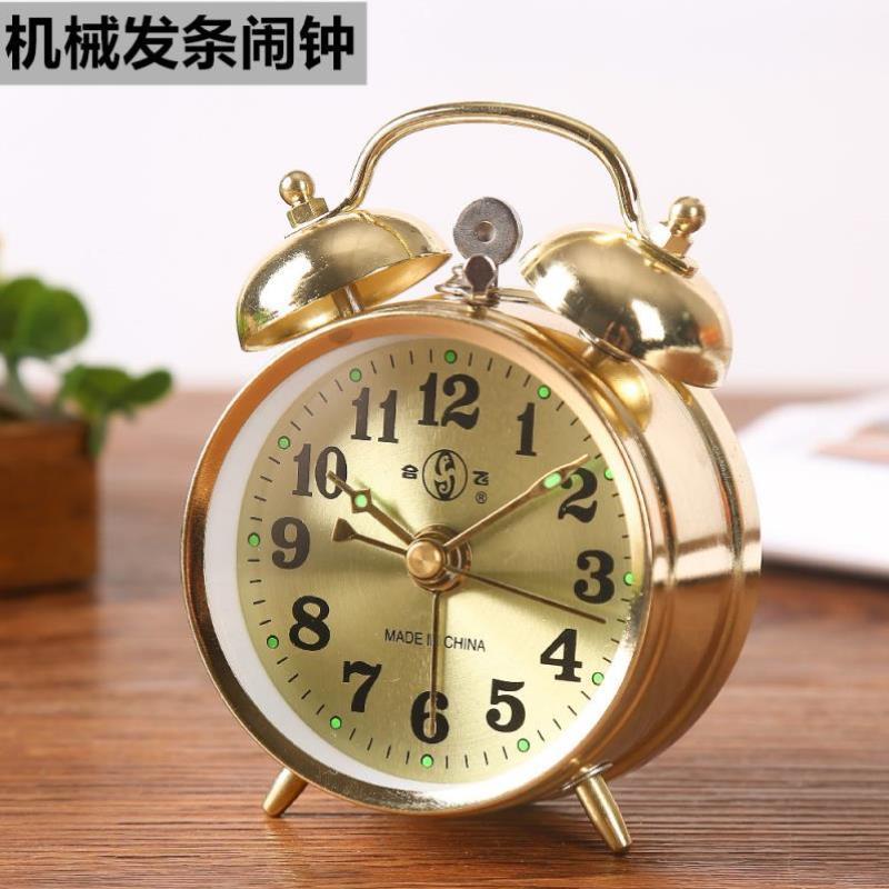 合飞全金属机芯创意复古怀旧卧室小型闹钟上发条机械打铃闹钟