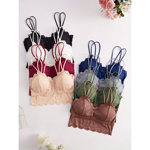 T 9936 Lace Bandeau Bra Top with Padded 美背蕾丝抹胸 跨境专
