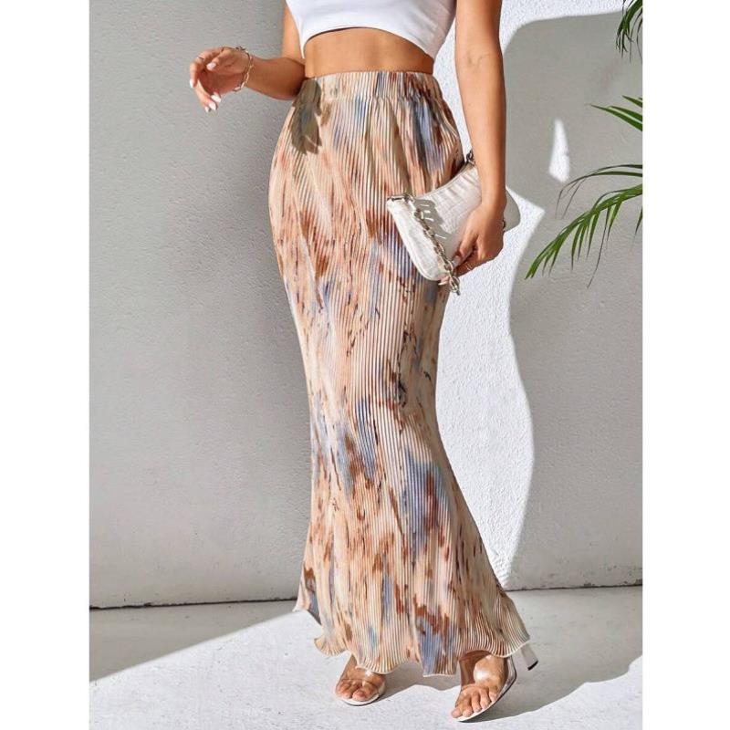 C 57600 跨境速卖通外贸款代发新款春夏休闲百褶弹腰鱼尾裙