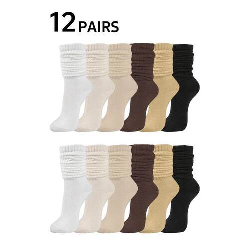 W 98168 Thick Warm Solid Color Knee High Socks 纯色长筒堆堆