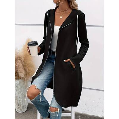 D 81699 Zipper Hoodie Long Fleece Street Style 街头拉链卫衣