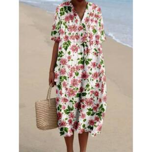 M 13370 Ocean 3D Print Sleeve Dress 海洋印花袖长裙