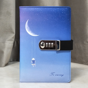 中小学生带锁日记本可爱少女心笔记本子加厚带锁密码本多功能个性记事本文艺精致心情记录本简约创意儿童本子