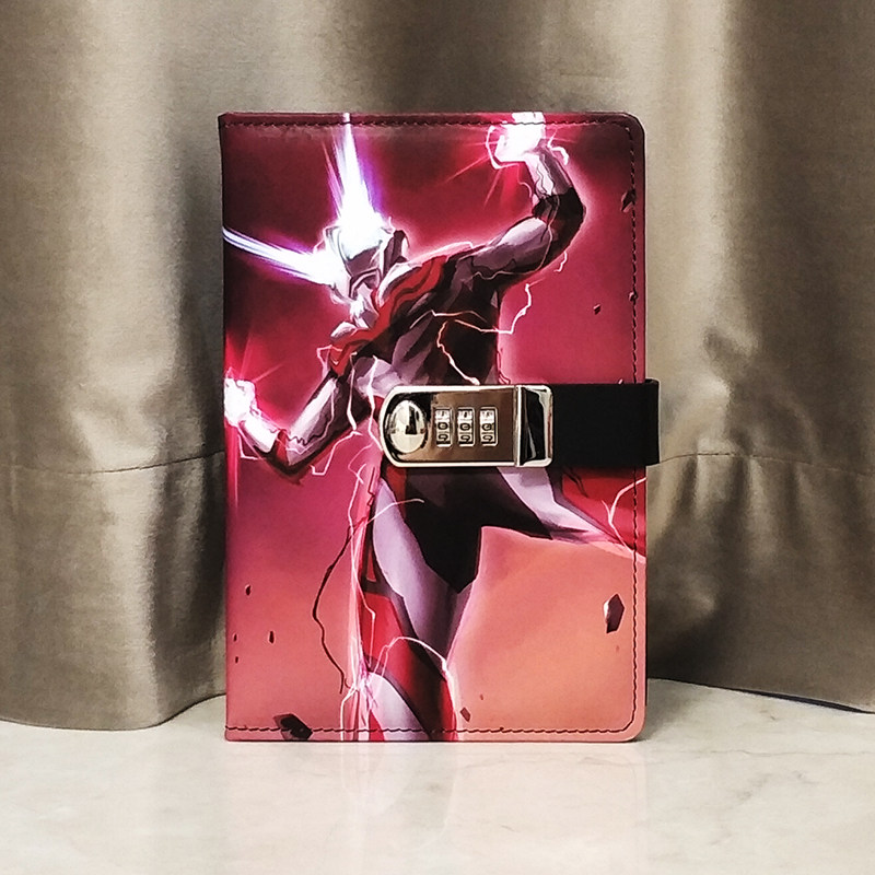 A5密码本小学生带锁日记本个性创意笔记本子密码锁简约田字格记事本文艺可爱少女心清新儿童手账本皮面本横线