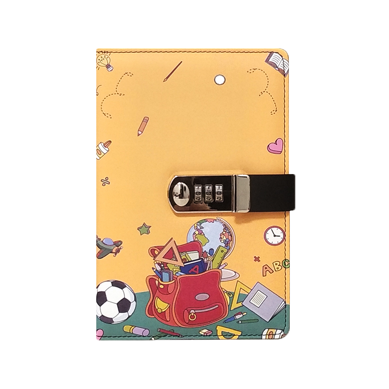 简约少女心小学生卡通带锁日记本