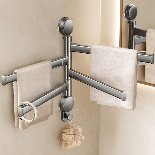 旋转毛巾架免打孔壁挂多杆置物架