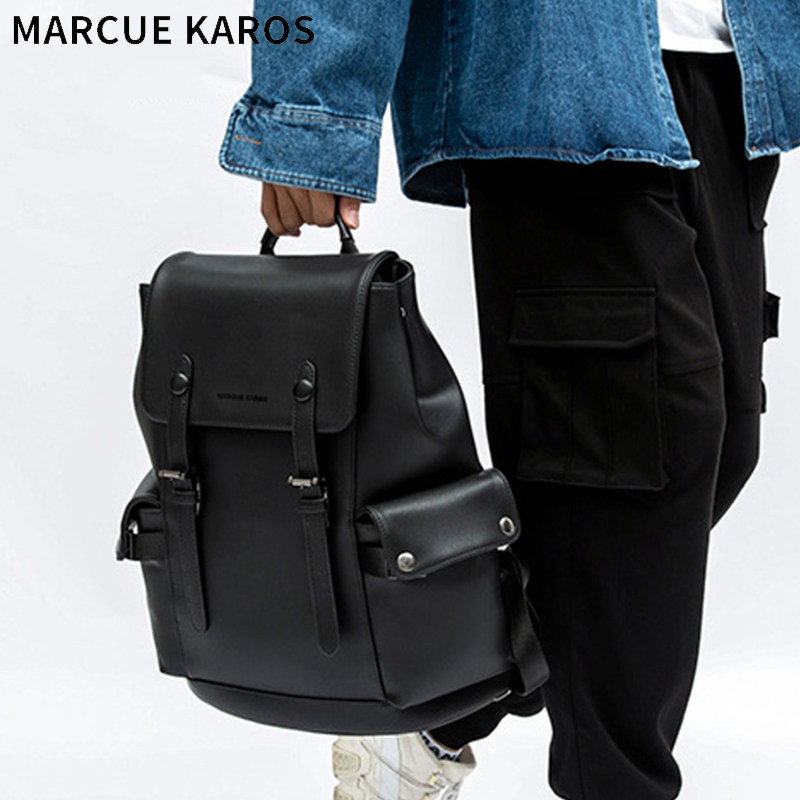 MK背包男双肩包真皮休闲商务夏季旅行包16寸通勤电脑包大学生书包