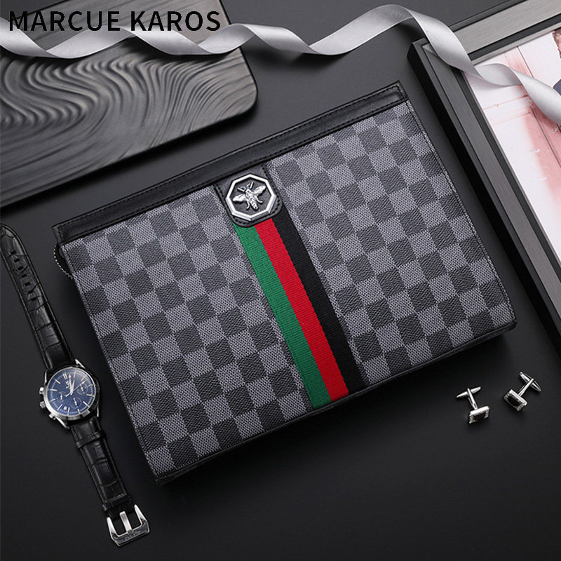 MK男士手包真皮商务手拿包休闲手抓包大容量夹包2021新款信封包潮