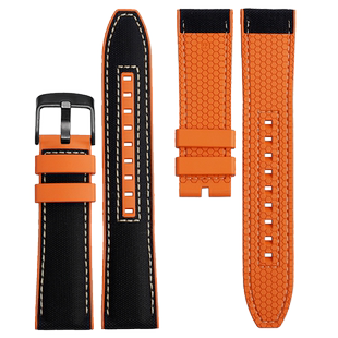 适用美度舵手M038.431A帆布柔软手表带M038男橡胶防水底表链22MM