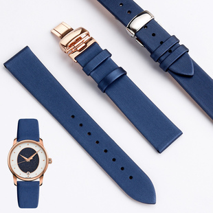 薄绢丝女款表带适配mido美度女表贝伦赛丽M035.207.37牛皮表带18