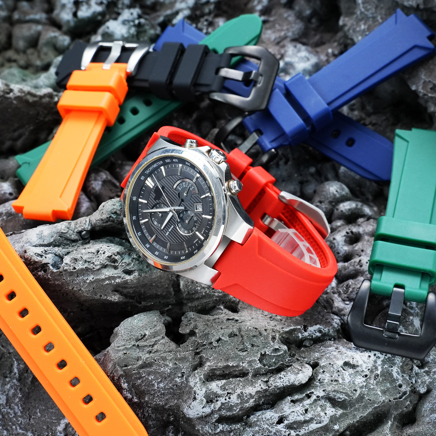 适配卡西欧Edifice EF-500/EFR-500D 专用户外硅胶橡胶改装表带男