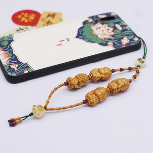 四不佛小和尚手机挂件不说不看不思不听老山檀禅意挂饰创意礼品