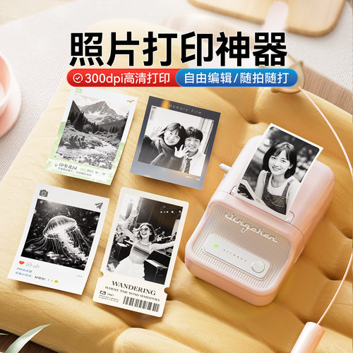 精臣B21Pro高清版照片打印机300dpi家用小型黑白照片相片可粘贴爱豆小卡图片简笔画手账贴纸蓝牙图像打印机