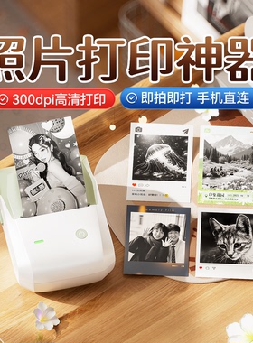 精臣B1Pro高清版照片打印机300dpi家用小型动漫二次元相片手帐小卡图片简笔画手账贴纸家用手持ins图像打印机