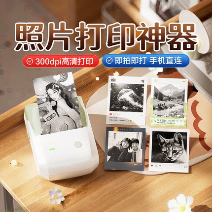精臣B1Pro高清版照片打印机300dpi家用小型动漫二次元相片手帐小卡图片简笔画手账贴纸家用手持ins图像打印机