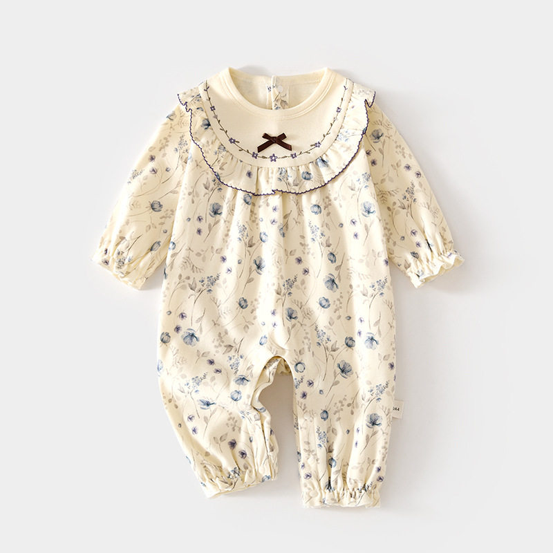 ergobag女宝宝新生婴儿连体衣春款无骨纯棉连身哈衣偏开爬服春装