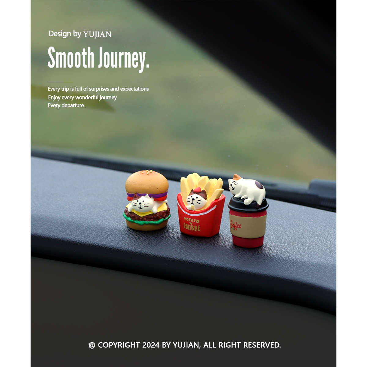 YUJIAN丨猫咪汽车屏幕小摆件车内饰品车载中控台装饰品电动车配饰