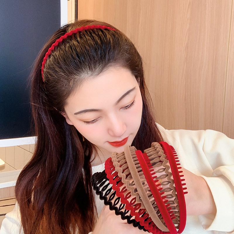 韩系简约洗脸发箍女带齿防滑敷面膜纯色化妆不掉发卡头箍压发头饰