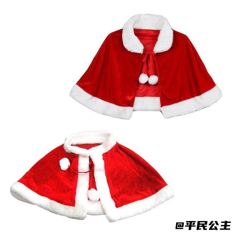 儿童成人派对演出百变小樱圣诞老人服装红色金丝绒斗篷红色金丝绒