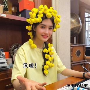 搞笑可爱发夹玩具麻将惩罚卡子小黄鸭PK游戏道具小鸡台球发卡