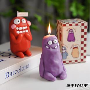 绿色点赞怪蜡烛闺蜜蓝色呲牙怪蜡烛怪兽香薰韩国怪兽香薰蜡烛生日