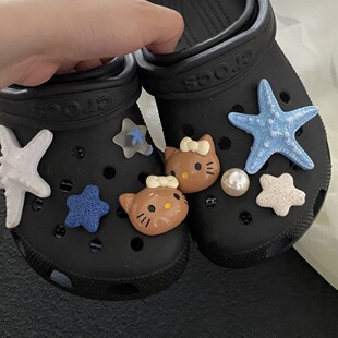 黑皮KT鞋花鞋扣卡通鞋扣度假风树脂件海洋风树脂件海滩系列配件