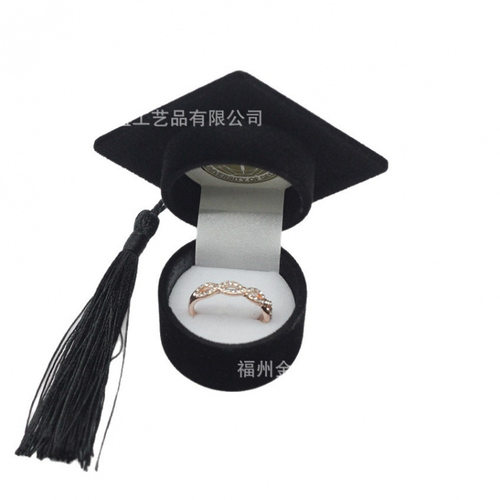 红流苏学士帽丝绒首饰盒适合硕士