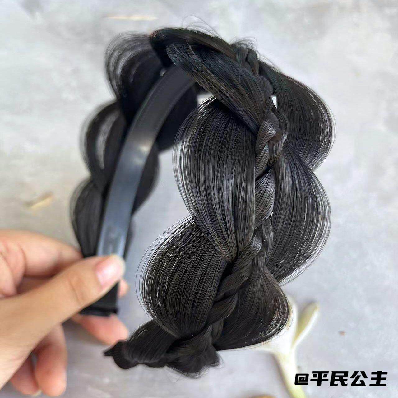 压发发箍鱼骨辫发箍女仿全真人发新款遮发缝增高颅顶仿真无痕