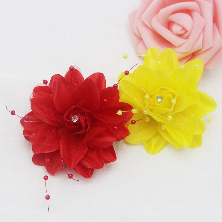 新娘手腕花胸花儿童舞蹈发饰发卡佩戴花大红花演出头饰羽毛头花