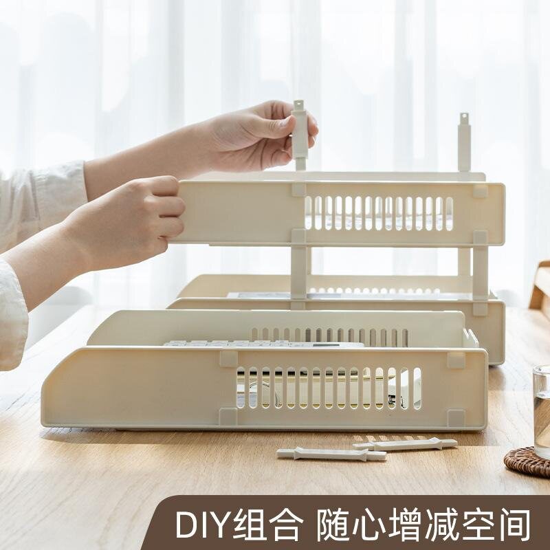 可拆卸资料框文件盘塑料办公用品整理器收纳置物夹放置架整理桌面