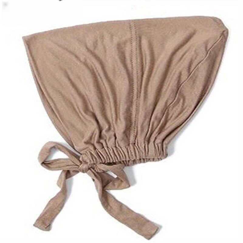 头巾莫代尔莫代尔抽绳打底帽丝光棉弹力拉绳卡其色女士