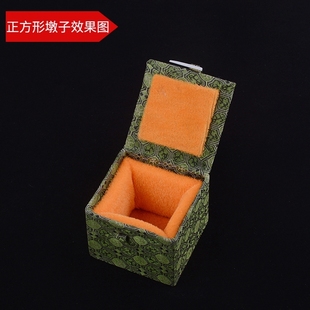 送礼布盒空盒印章普通百搭书画印章盒印石对章包装印字绿布锦盒