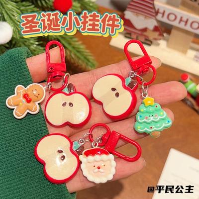 圣诞节可爱钥匙扣红挂饰心包包
